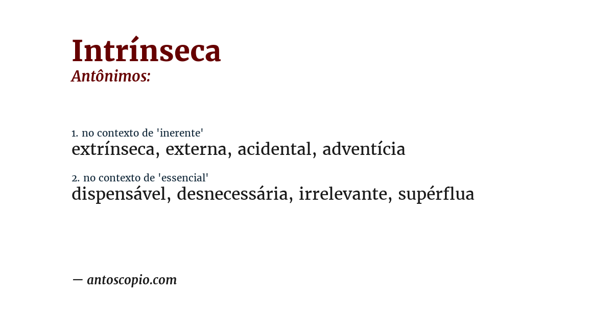 Antônimo de intrínseca