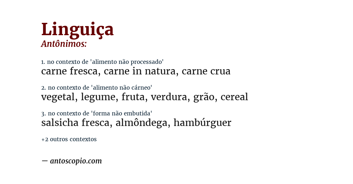Antônimo de linguiça