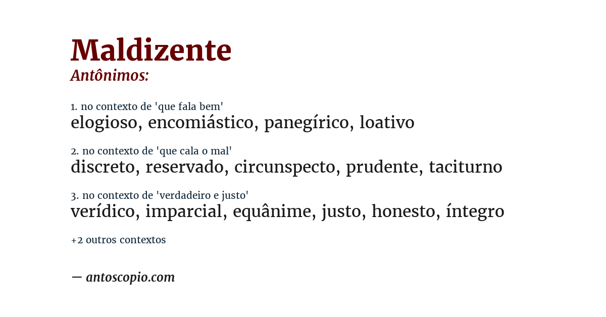 Antônimo de maldizente