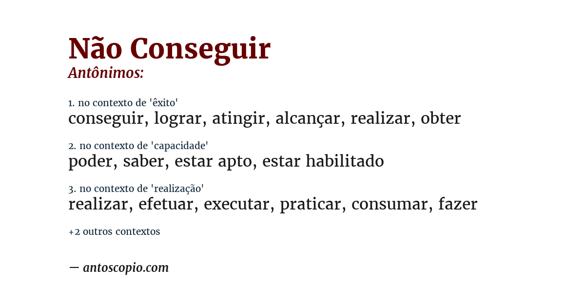 Antônimo de não conseguir