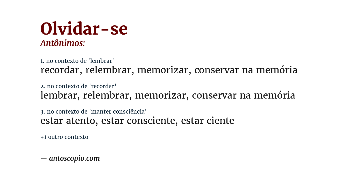 Antônimo de olvidar-se
