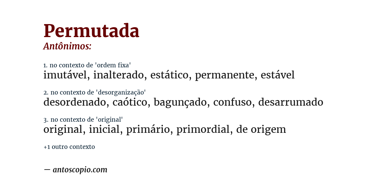 Antônimo de permutada