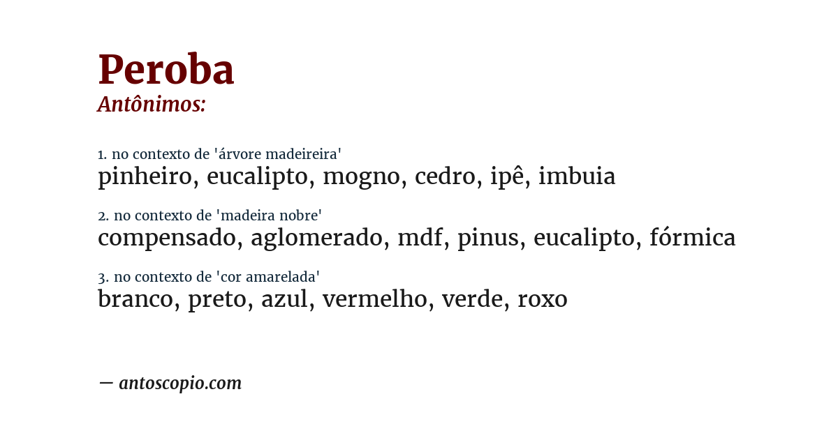 Antônimo de peroba