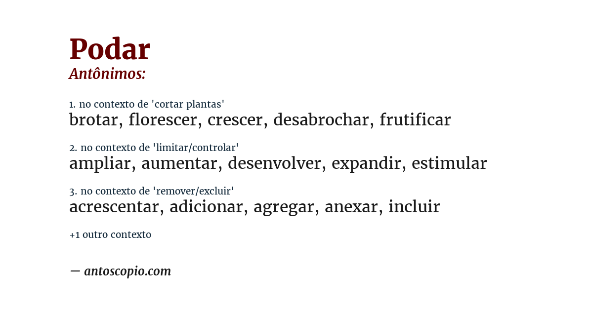 Antônimo de podar