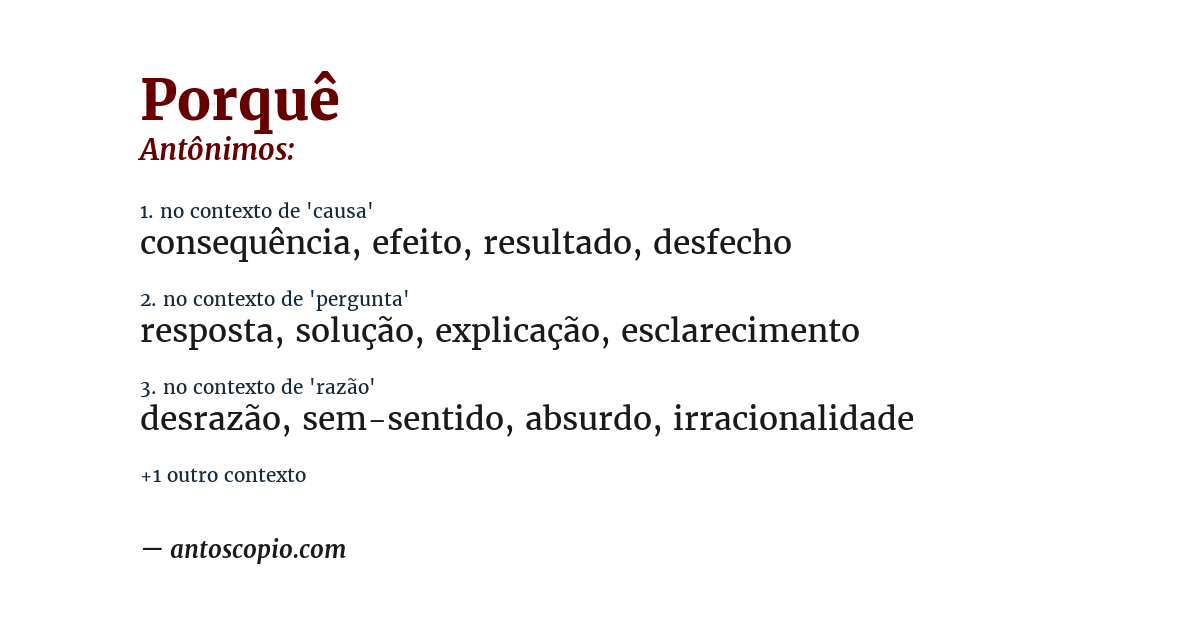 Antônimo de porquê