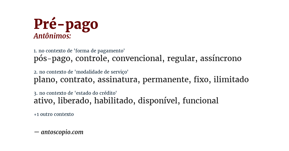 Antônimo de pré-pago