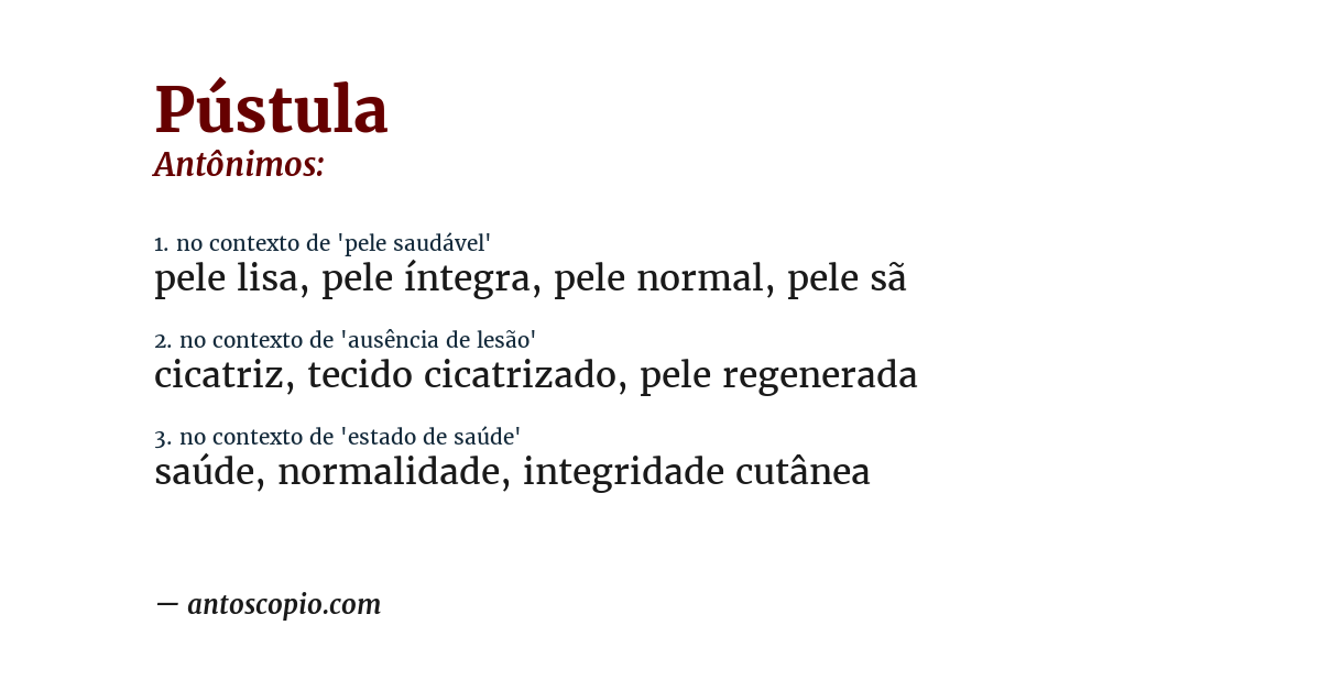Antônimo de pústula
