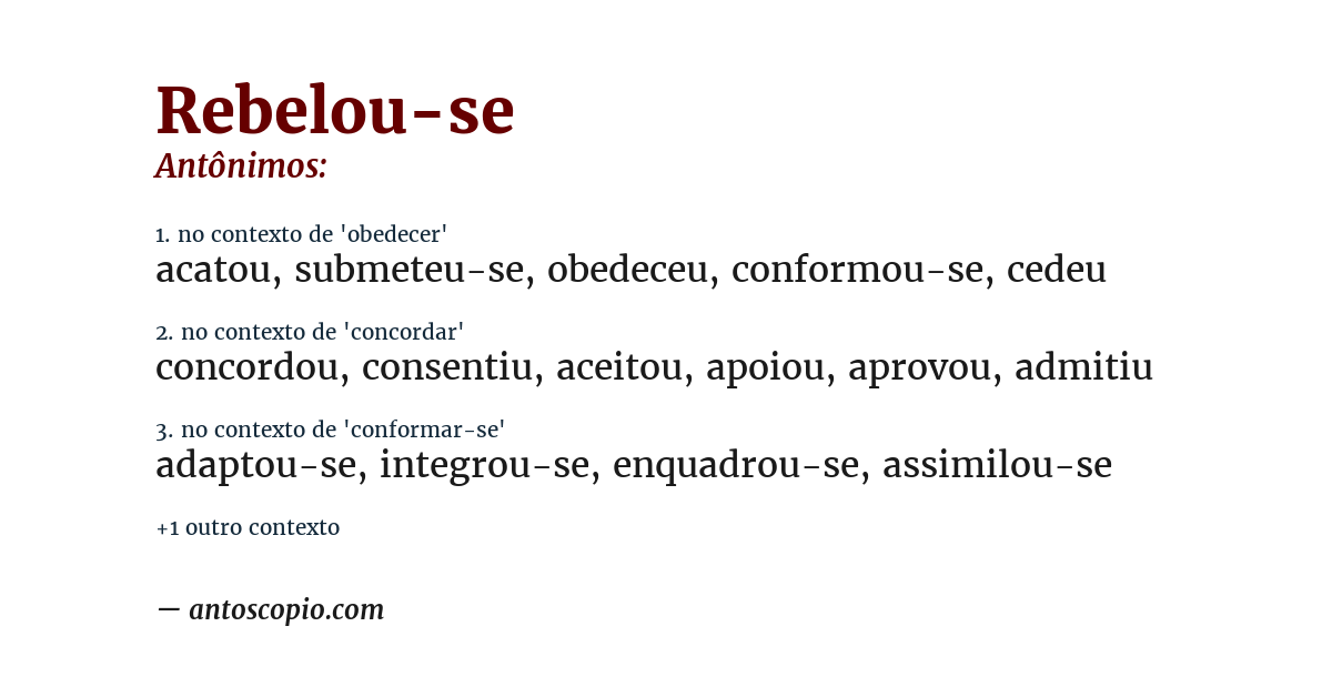 Antônimo de rebelou-se