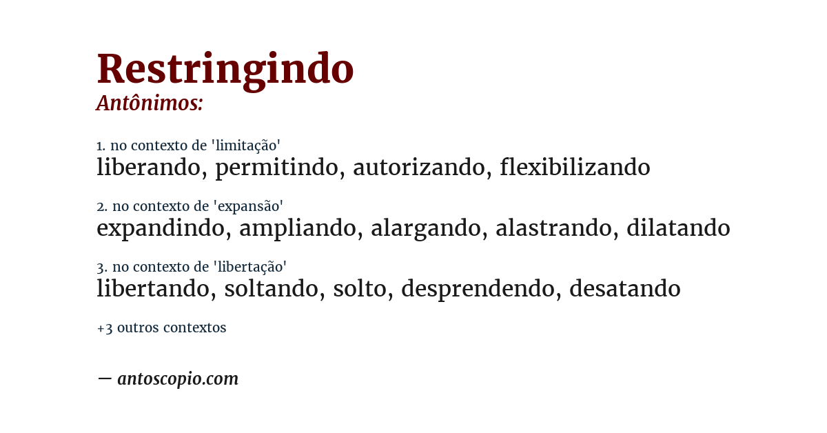 Antônimo de restringindo