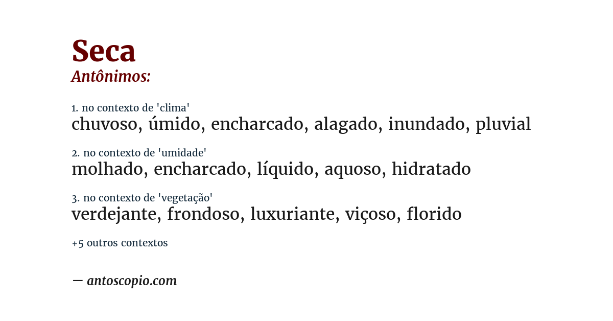 Antônimo de seca