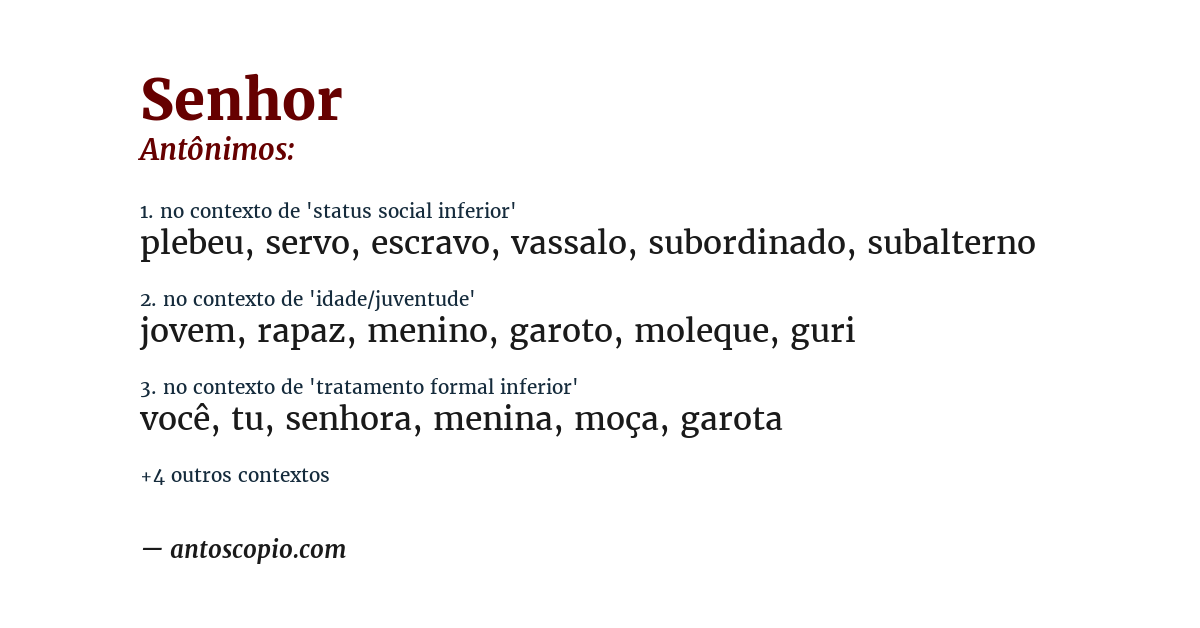 Antônimo de senhor