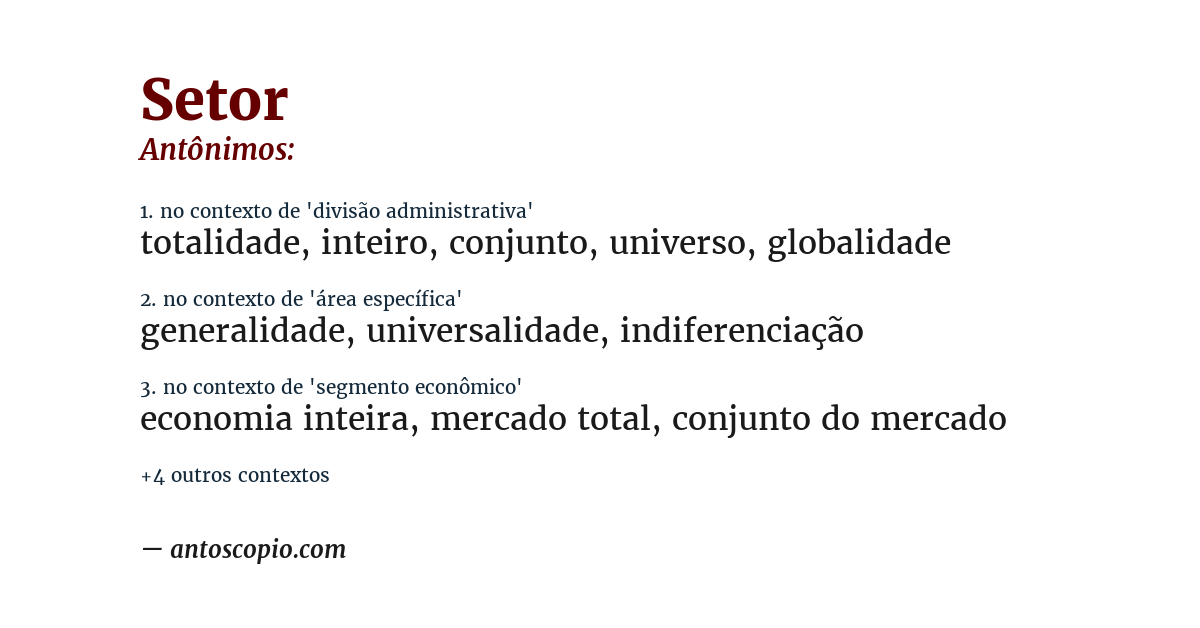 Antônimo de setor