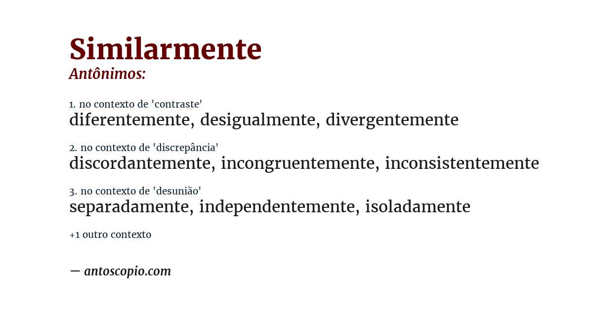 Antônimo de similarmente