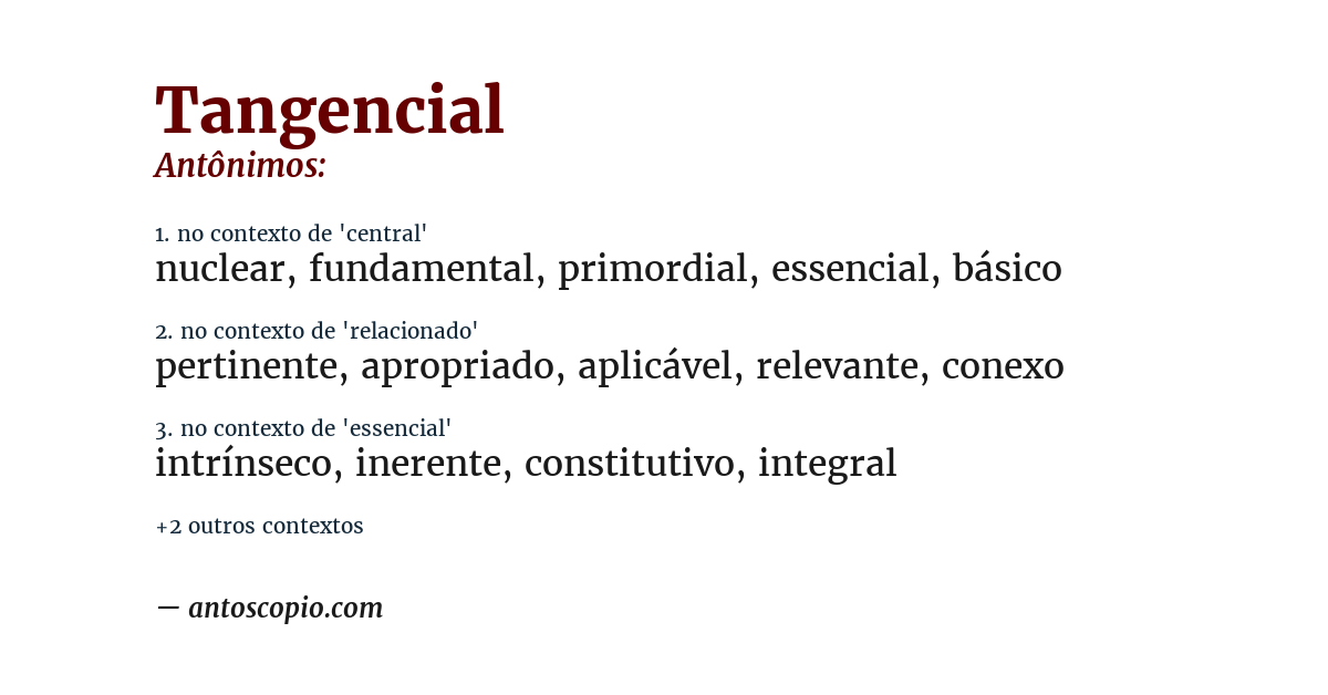 Antônimo de tangencial