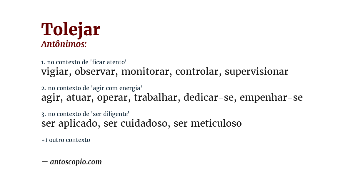 Antônimo de tolejar