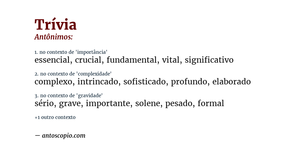 Antônimo de trívia