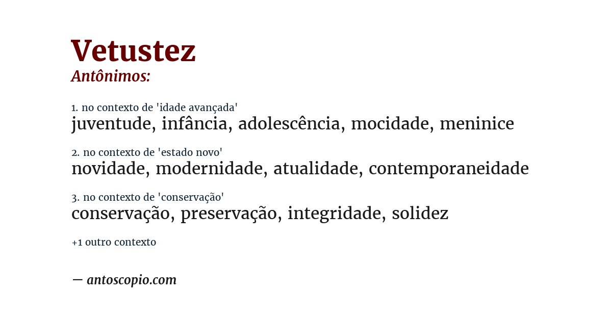 Antônimo de vetustez