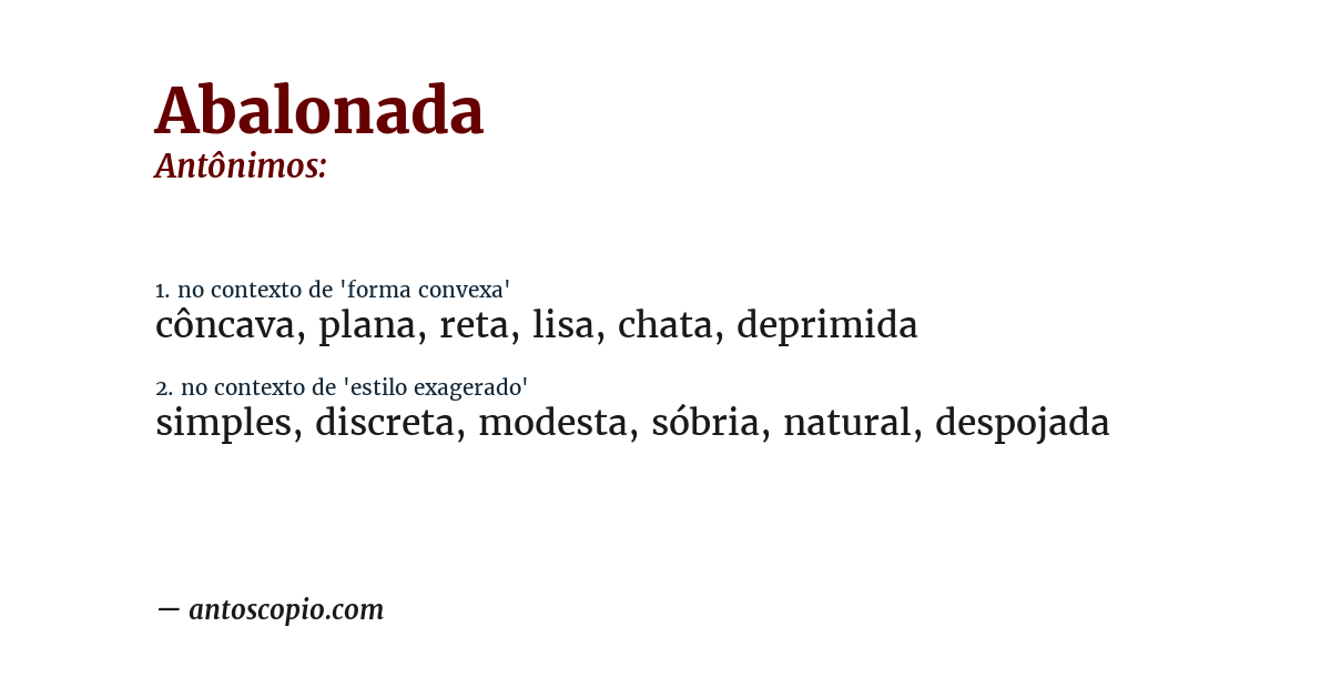 Antônimo de abalonada