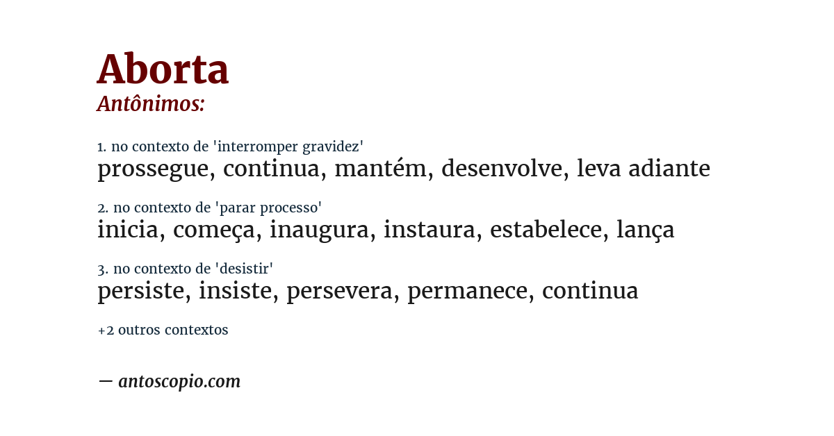 Antônimo de aborta