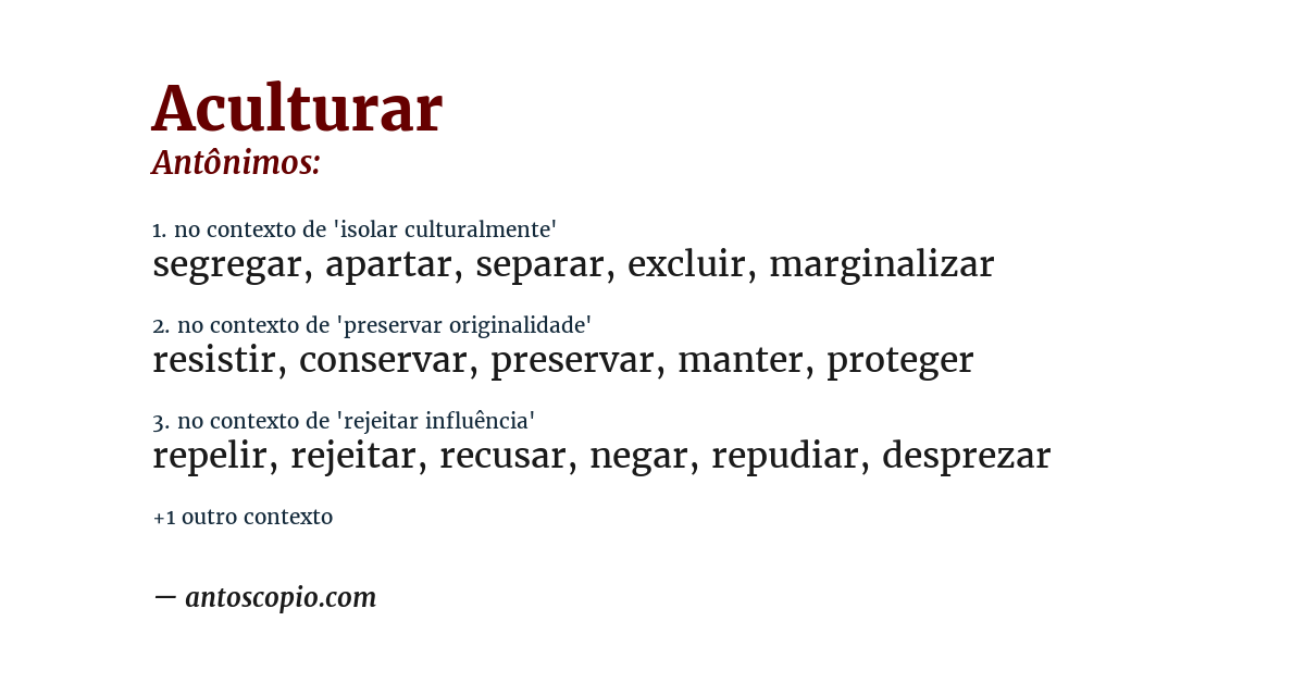 Antônimo de aculturar