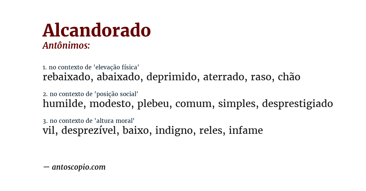 Antônimo de alcandorado