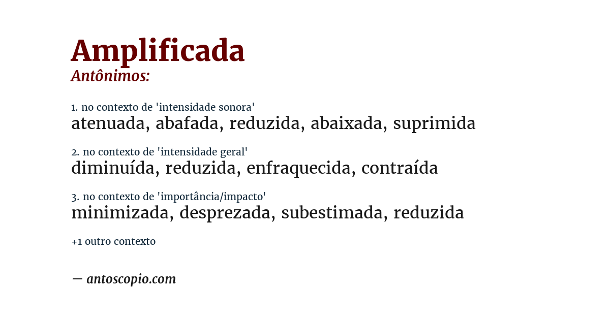 Antônimo de amplificada