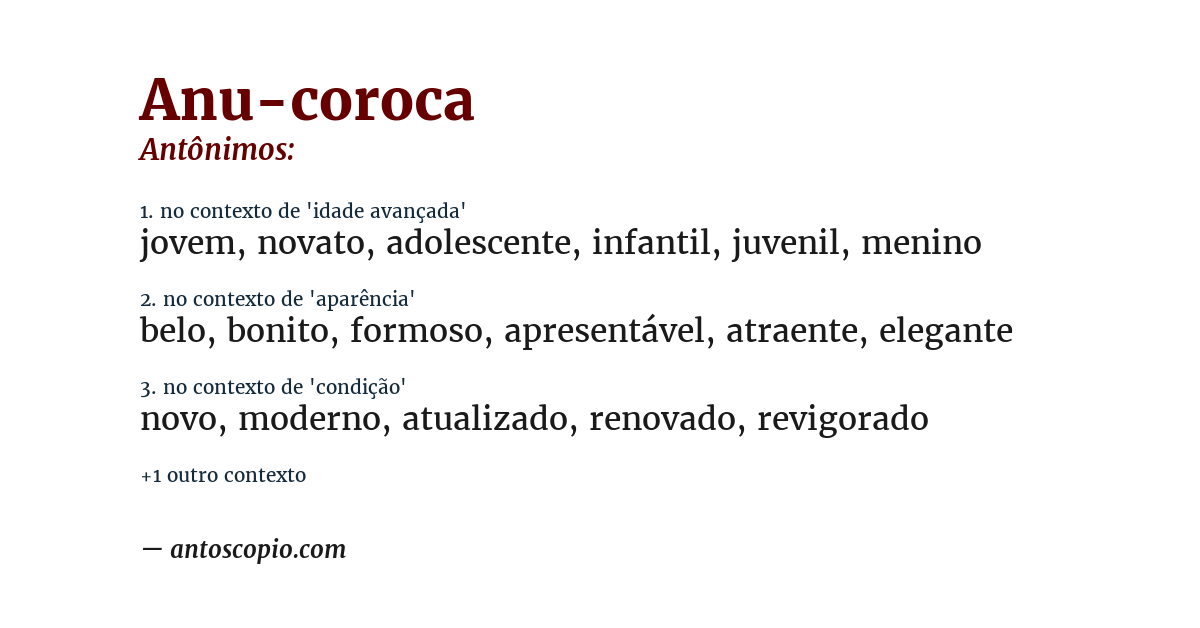 Antônimo de anu-coroca