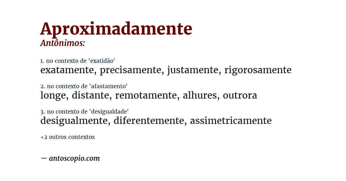 Antônimo de aproximadamente