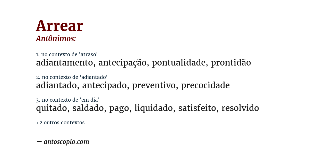 Antônimo de arrear