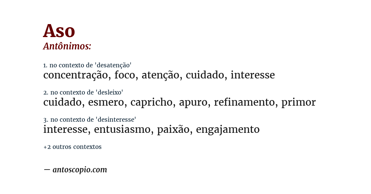 Antônimo de aso