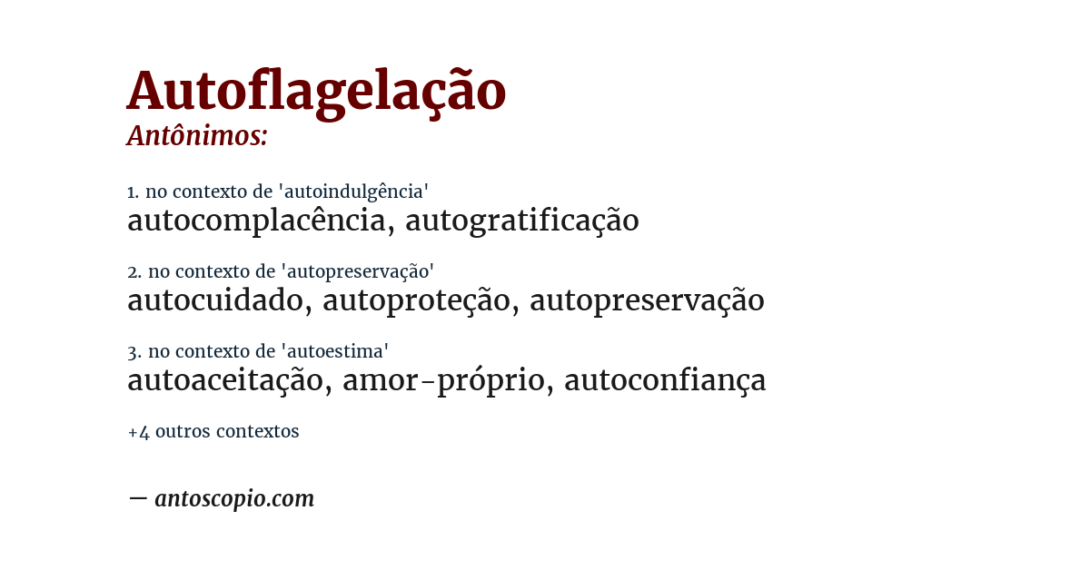Antônimo de autoflagelação