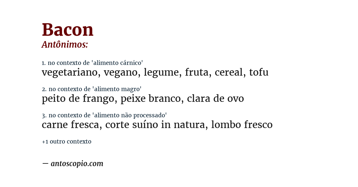 Antônimo de bacon