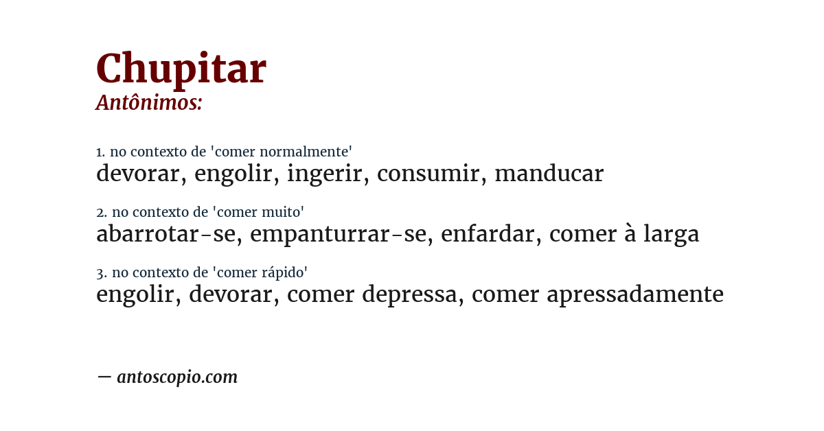 Antônimo de chupitar