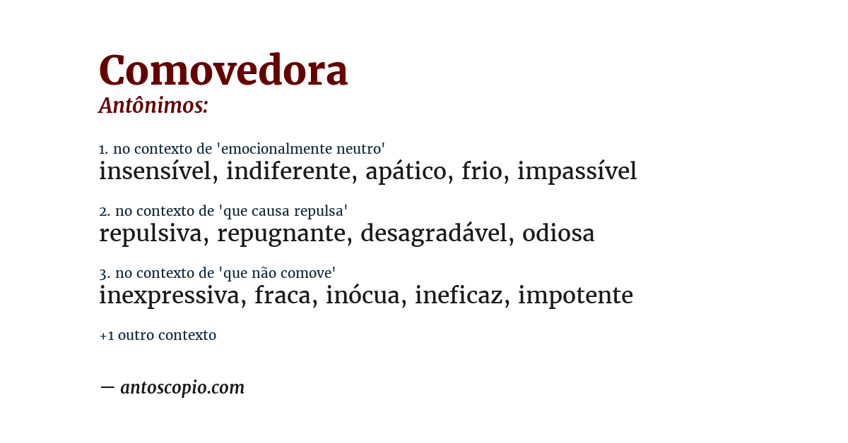 Antônimo de comovedora
