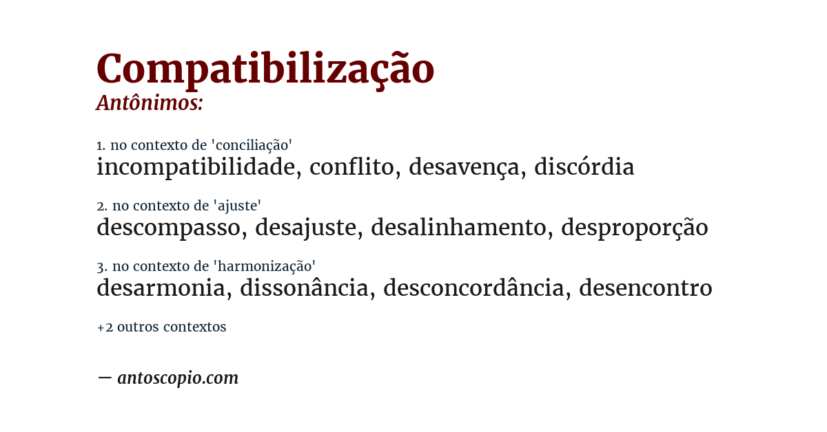 Antônimo de compatibilização