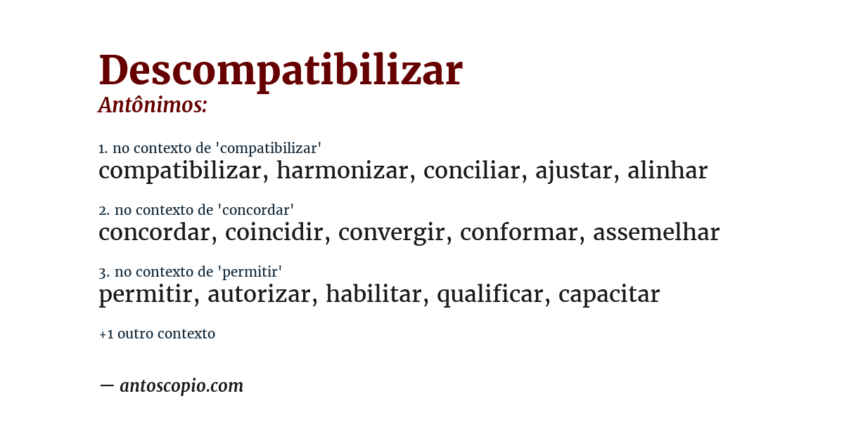 Antônimo de descompatibilizar