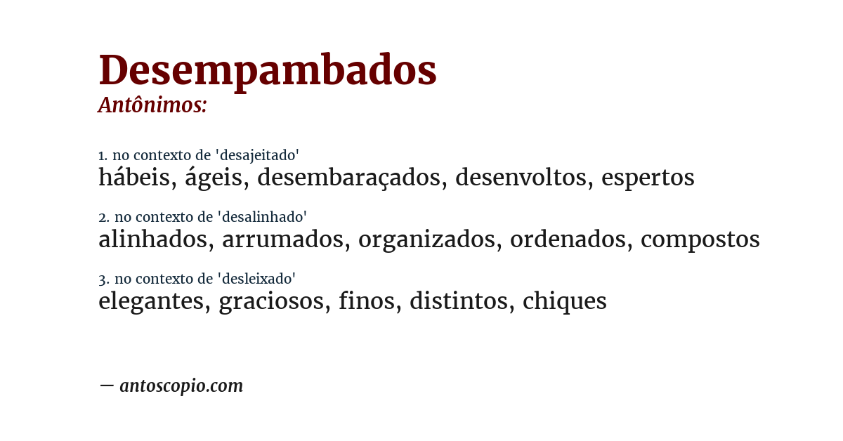 Antônimo de desempambados