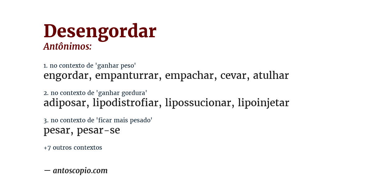 Antônimo de desengordar