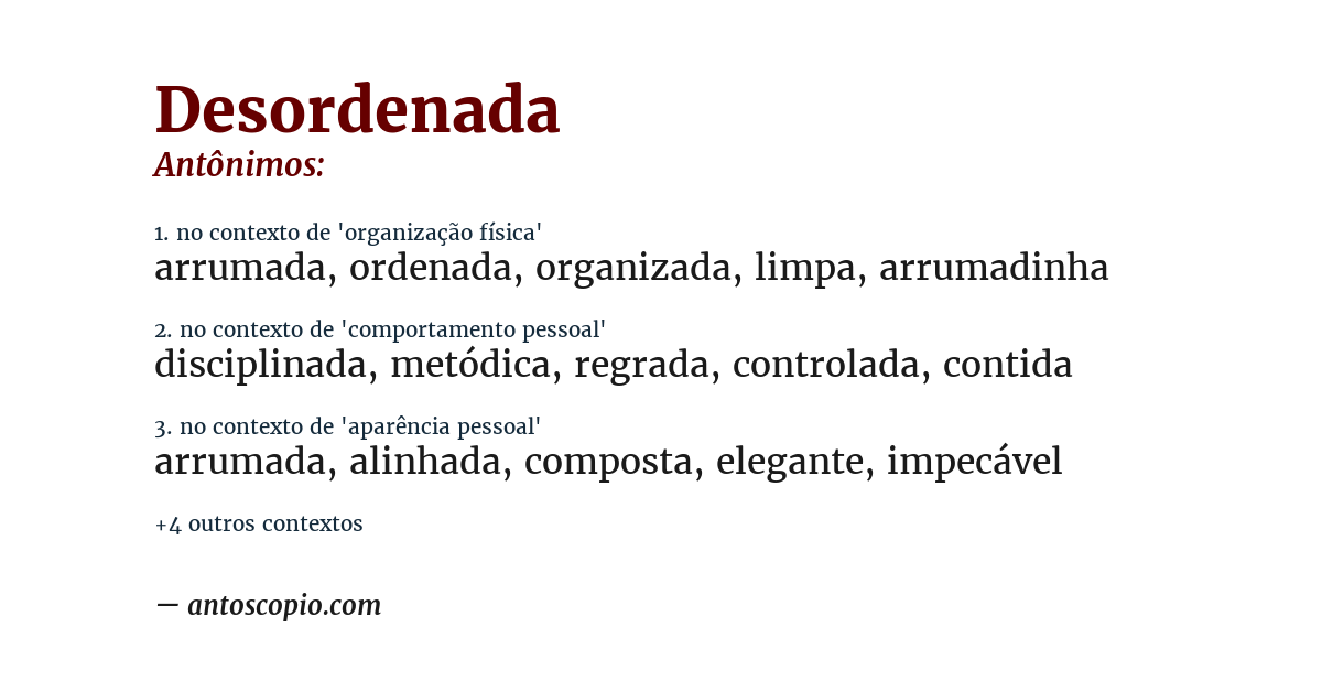 Antônimo de desordenada