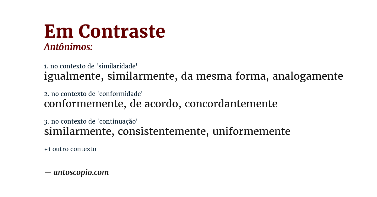 Antônimo de em contraste