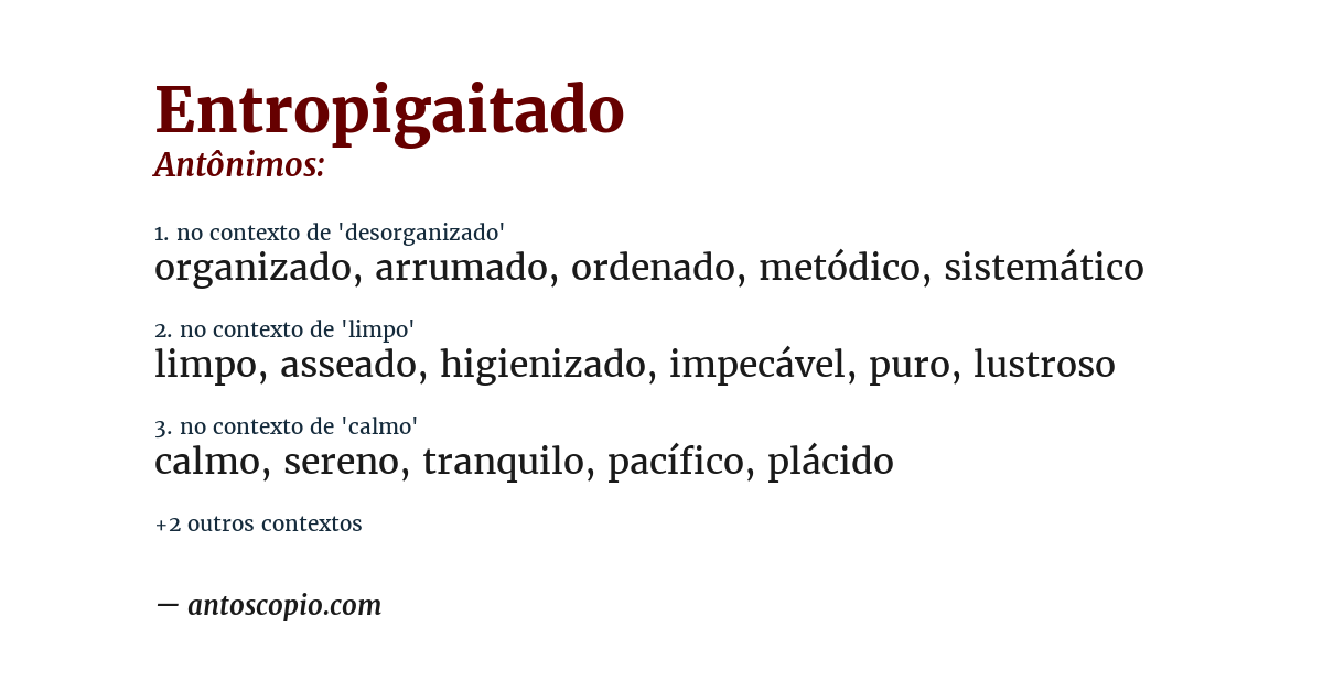 Antônimo de entropigaitado