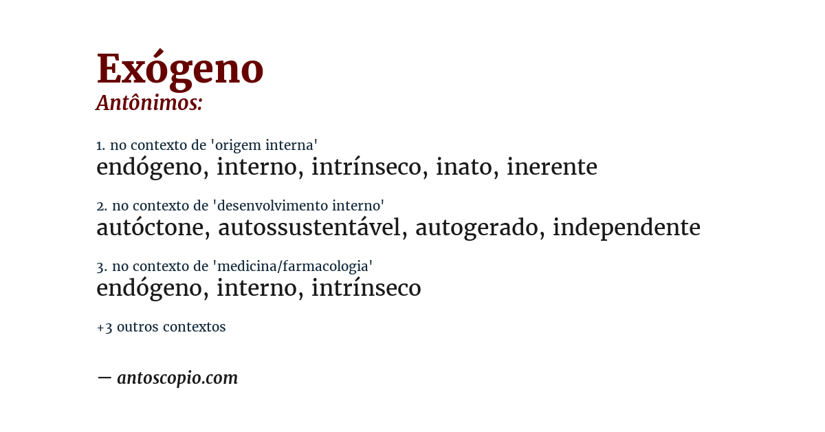 Antônimo de exógeno