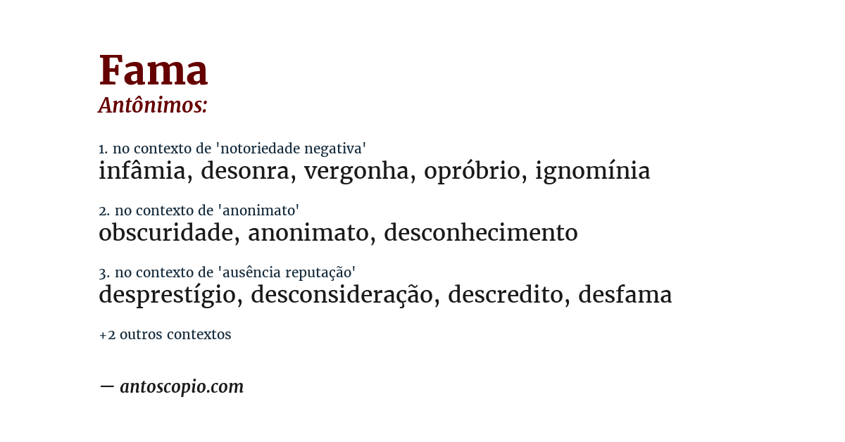 Antônimo de fama