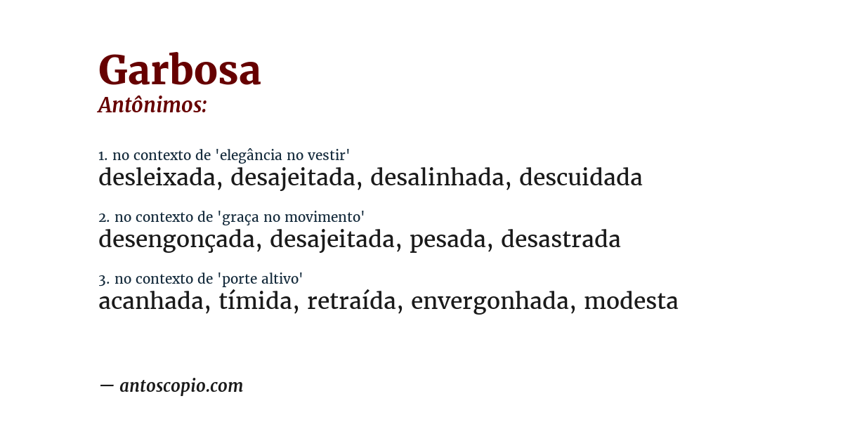 Antônimo de garbosa