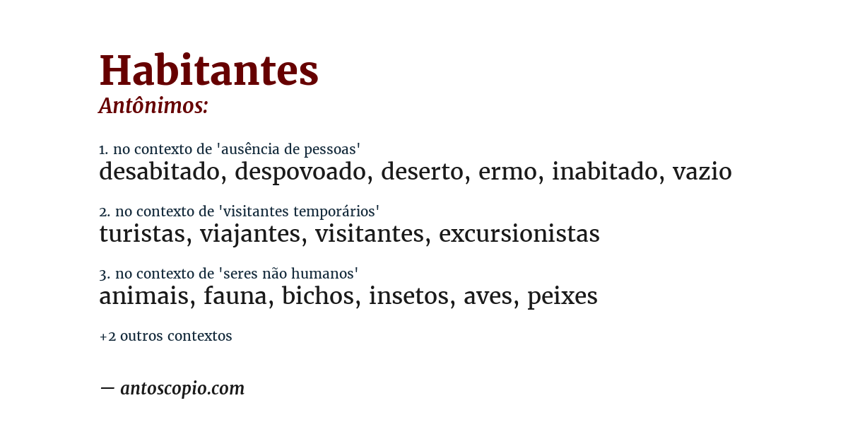 Antônimo de habitantes