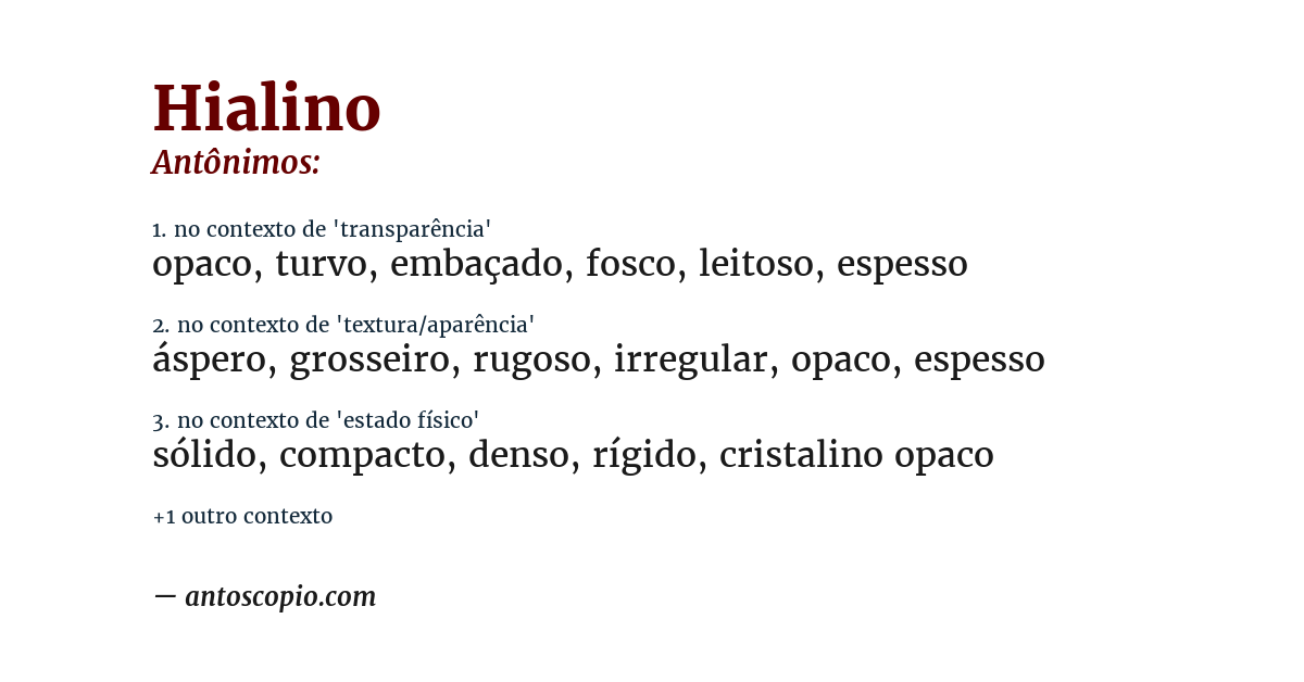 Antônimo de hialino