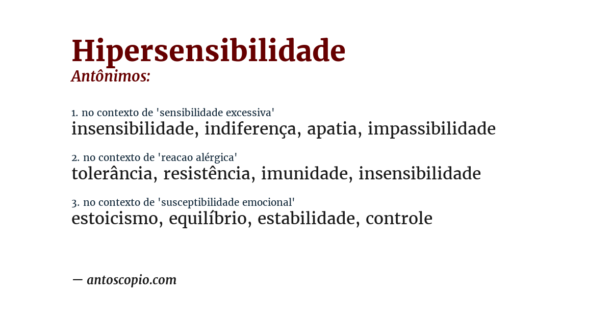 Antônimo de hipersensibilidade