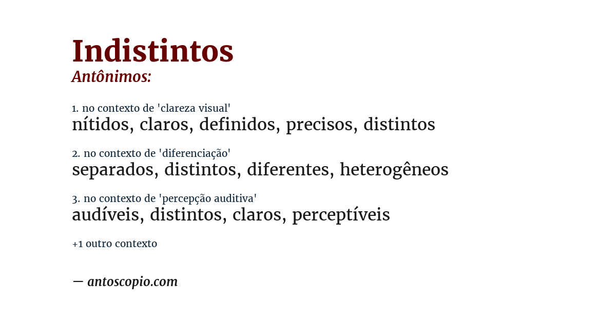 Antônimo de indistintos