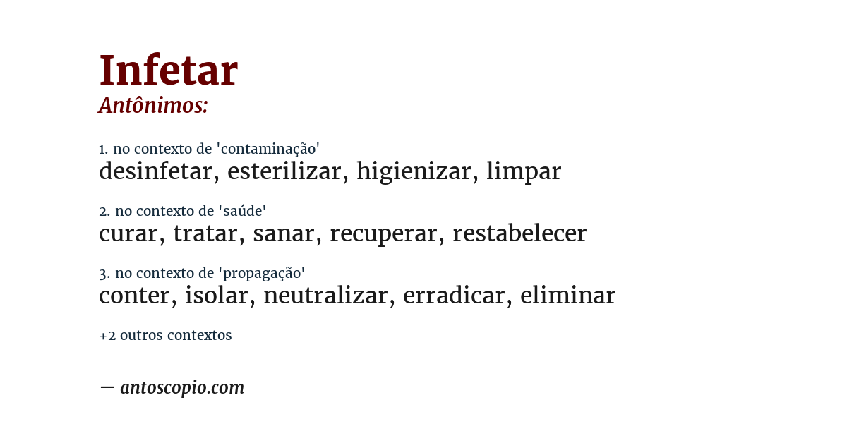 Antônimo de infetar