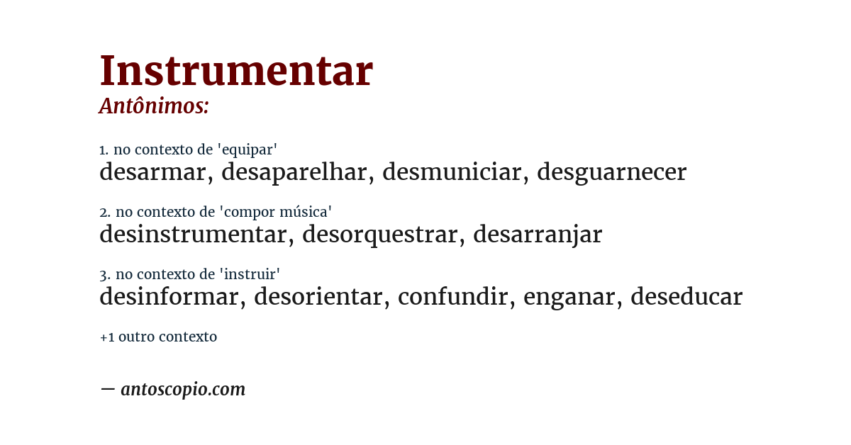 Antônimo de instrumentar